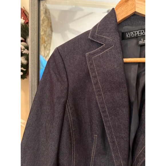 Kasper Women's Denim Two Button Blazer Dark Gray Size 6 - Picture 5 of 6
